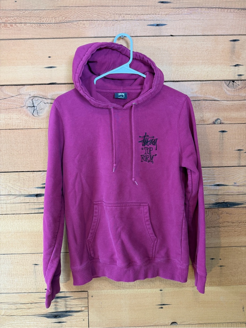 Stussy Magenta Pullover Hoodie with Chest Logo